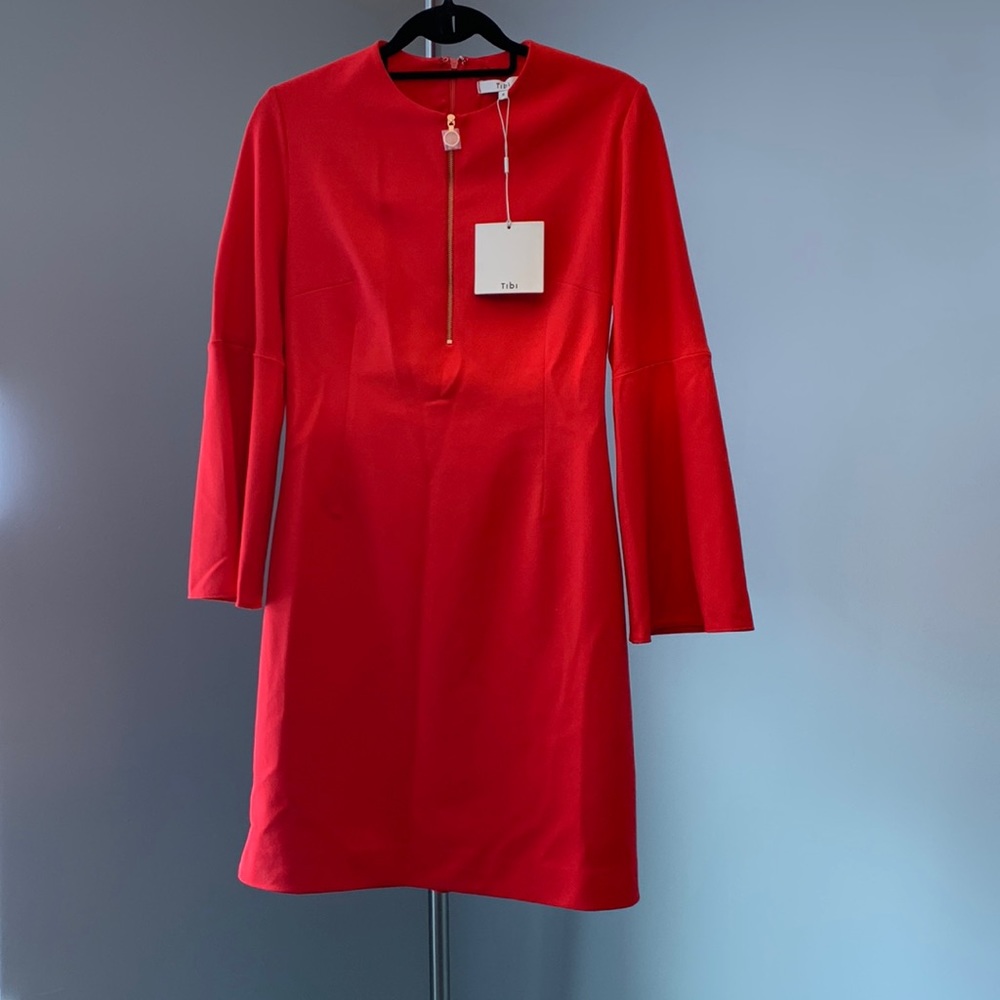 Tibi Shift Dress. Size 8; red.